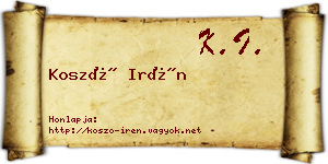 Koszó Irén névjegykártya